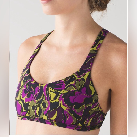 Lululemon Free To Be Zen Bra in Mini Boom Bloom Chartreuse Green Aurora / Black - Picture 2 of 10